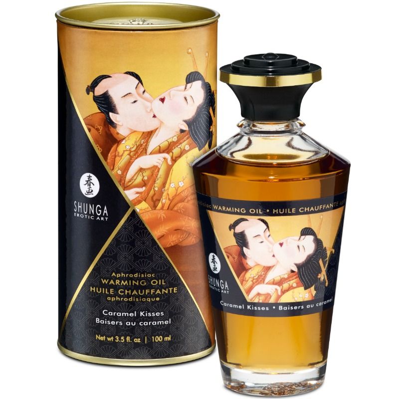 Huile de massage Shunga chauffante goût caramel