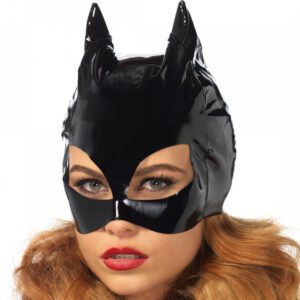 Masque de Chat en Vinyle pour Jeux Intimes et Séduction