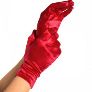 Gants courts rouges satinés - Accessoire élégant et sensuel