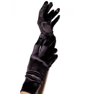 Gants courts noirs satinés pour soirées élégantes