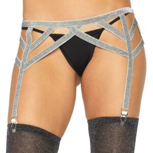 Porte-jarretelles scintillant argent Leg Avenue – Lurex sensuel et irrésistible