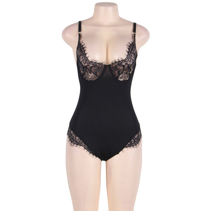 Teddy grande taille Subblime noir – lingerie sexy et élégante