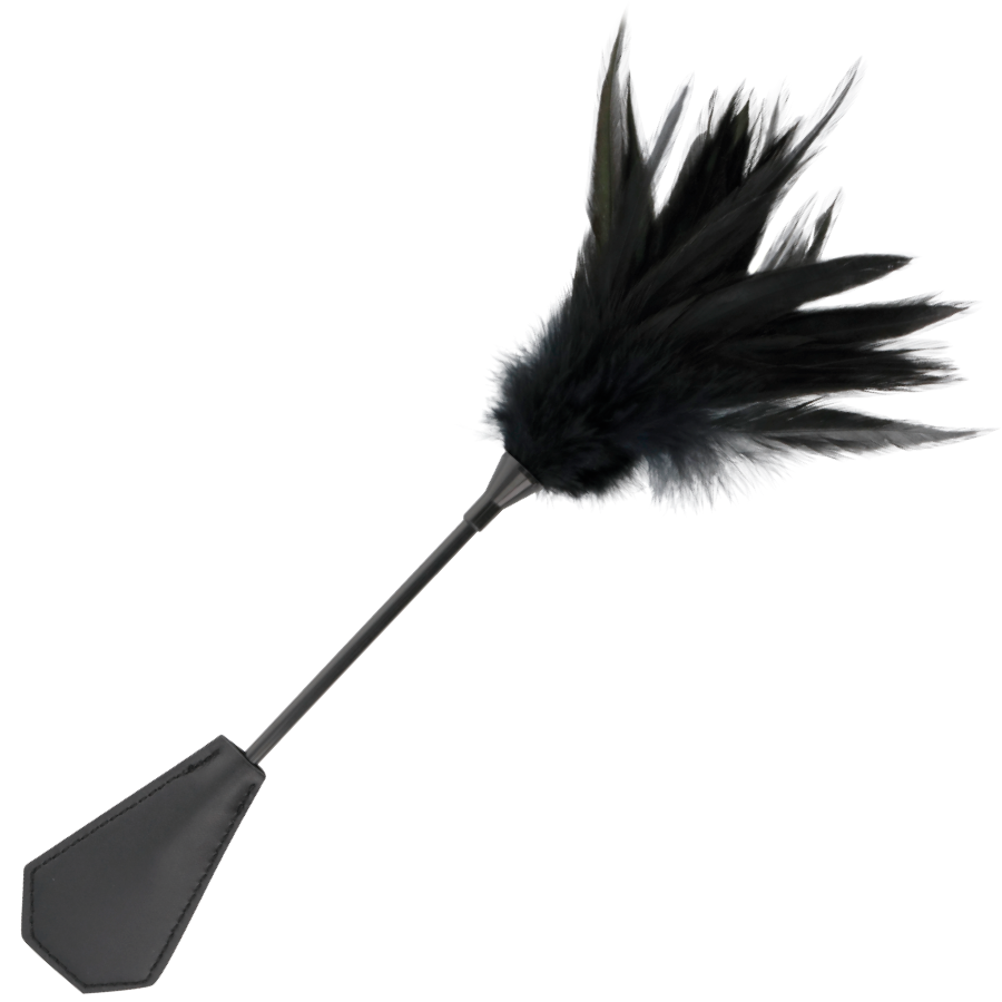 Cravache double face avec plume stimulante Darkness