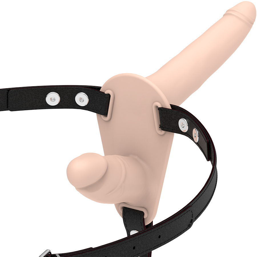 <strong>Harnais double pénétration</strong> en silicone premium – Taille réglable