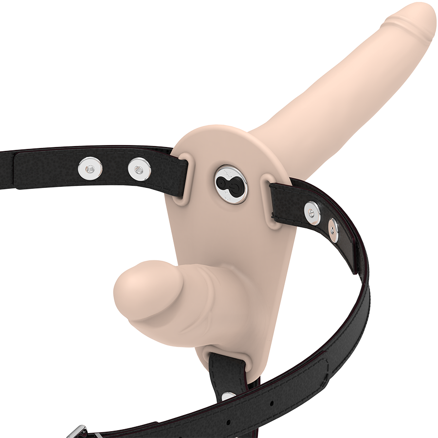 Harnais double pénétration réglable en silicone premium