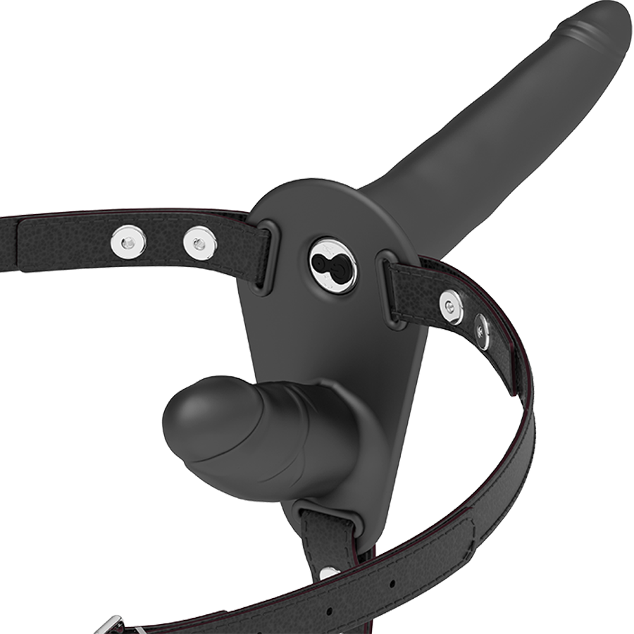 Harnais double pénétration réglable en silicone premium