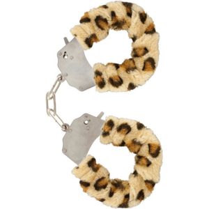 Menottes léopard en peluche avec chaîne en acier – Jeu sensuel sécurisé