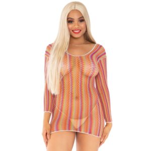 Mini-robe en filet arc-en-ciel Leg Avenue : joue la carte de la séduction