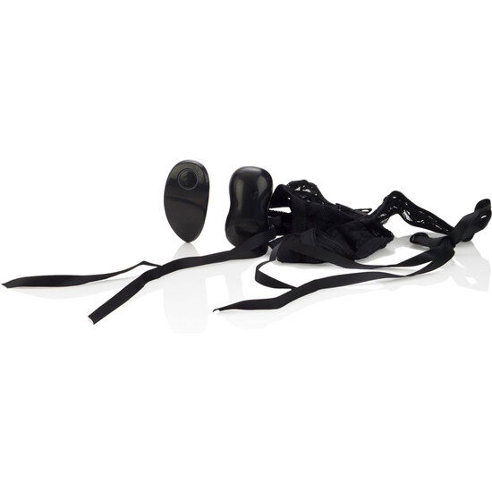 String en dentelle noire avec balle vibrante amovible