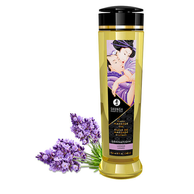 Huile de massage orientale sensuelle à la lavande Shunga