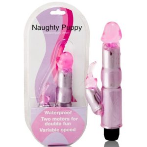 Vibromasseur réaliste à double moteur avec stimulateur clitoridien